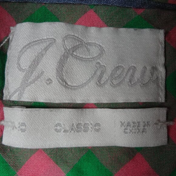 J.CREW GREEN & PINK CHECKERS - MEDIUM WOMENS BUTTON UP L189 - Picture 6 of 7